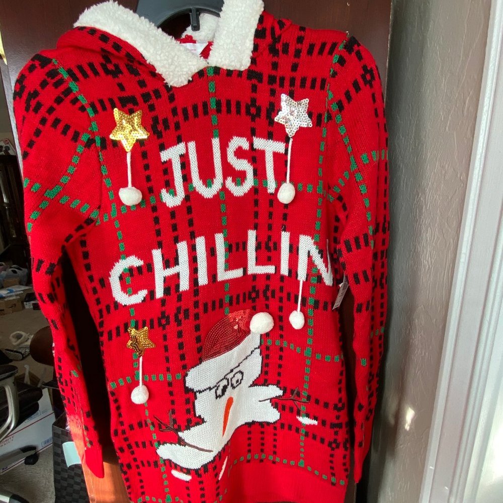 Woman's Christmas Sweater Just Chillin Snowman Med